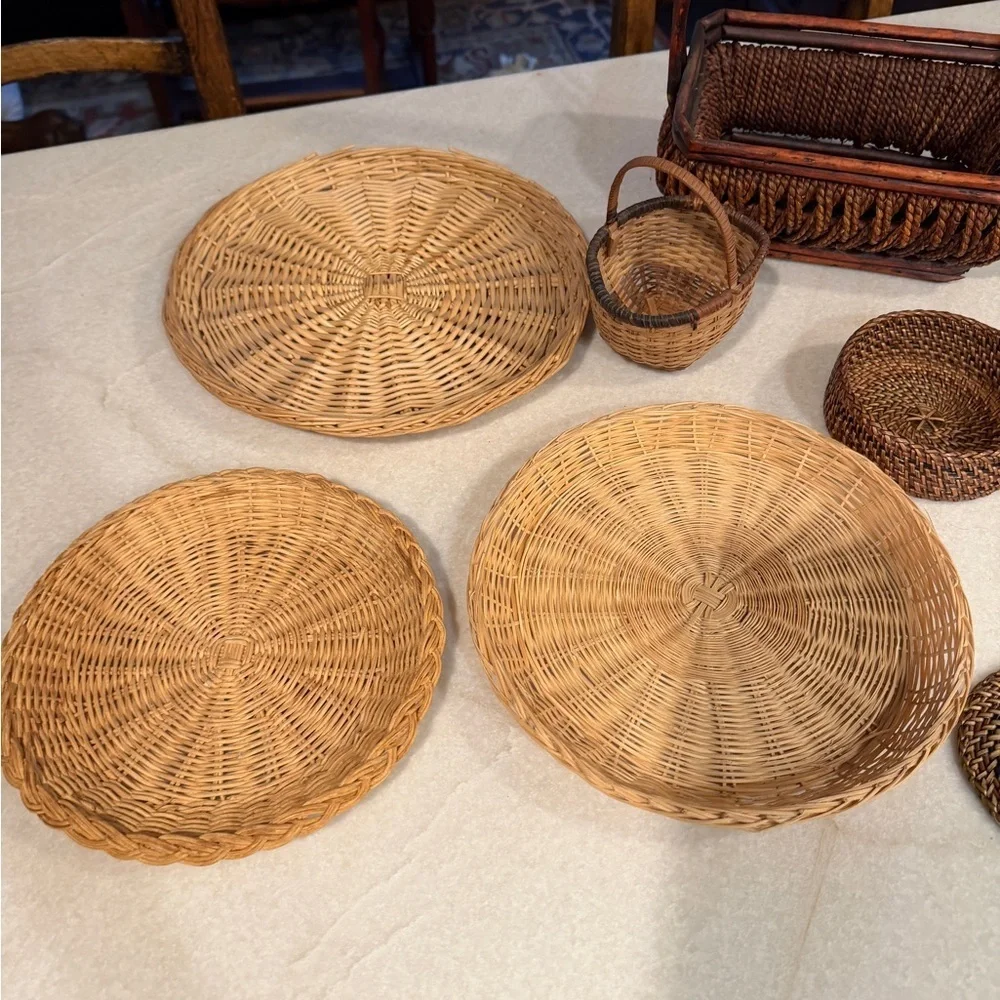 Vintage Handcrafted Wicker Bohemian rustic decor bundle